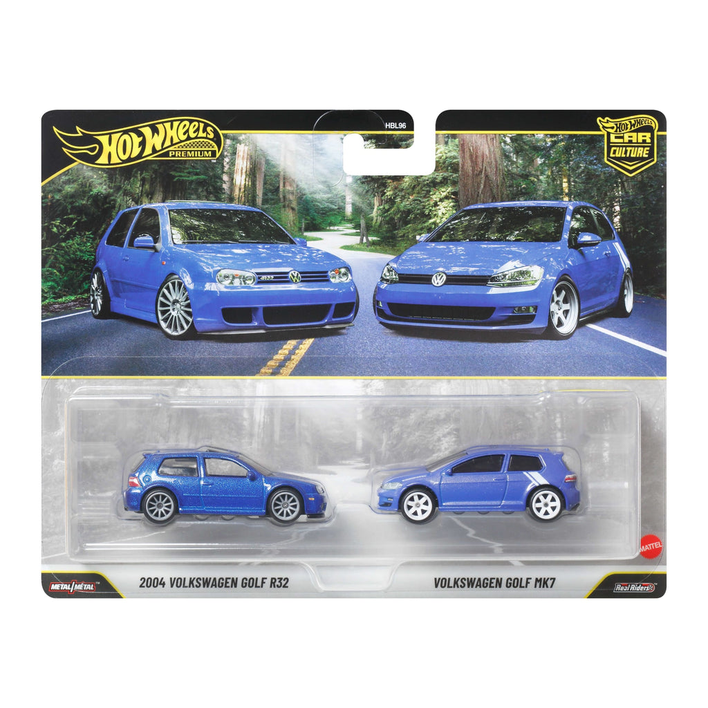 Hot Wheels Volkswagen ミニカーセット Hot Wheels Premium Car Culture 2-Pack 2004 Volkswagen Gold R32
