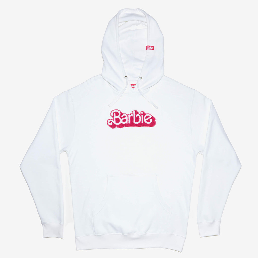 Barbie The Movie Logo Chenille Patch Pullover Hoodie Mattel Creations barbie-the-movie-logo-chenille-patch-pullover-hoodie-mattel-creations
