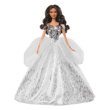 2021 Holiday Barbie Doll, Brunette Curly Hair