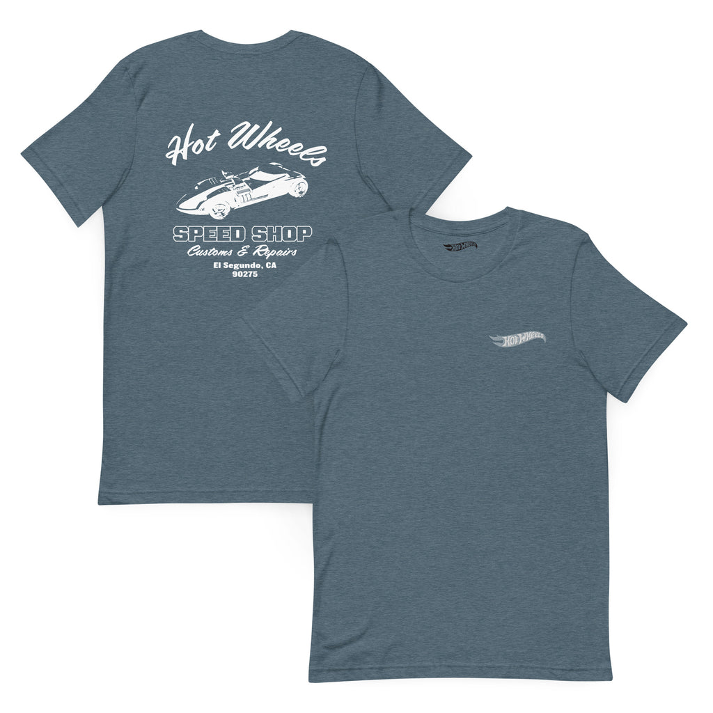 Hot Wheels Speed Shop Embroidered Blue T-Shirt | Mattel Creations