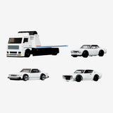 Hot Wheels Premium Collector Set, 3 Nissan Skyline Cars & 1 Transporter