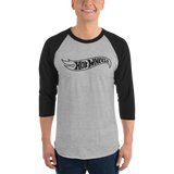 Hot Wheels Outline Logo 3/4 Sleeve Grey and Black Raglan Shirt