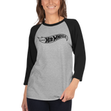 Hot Wheels Outline Logo 3/4 Sleeve Grey and Black Raglan Shirt
