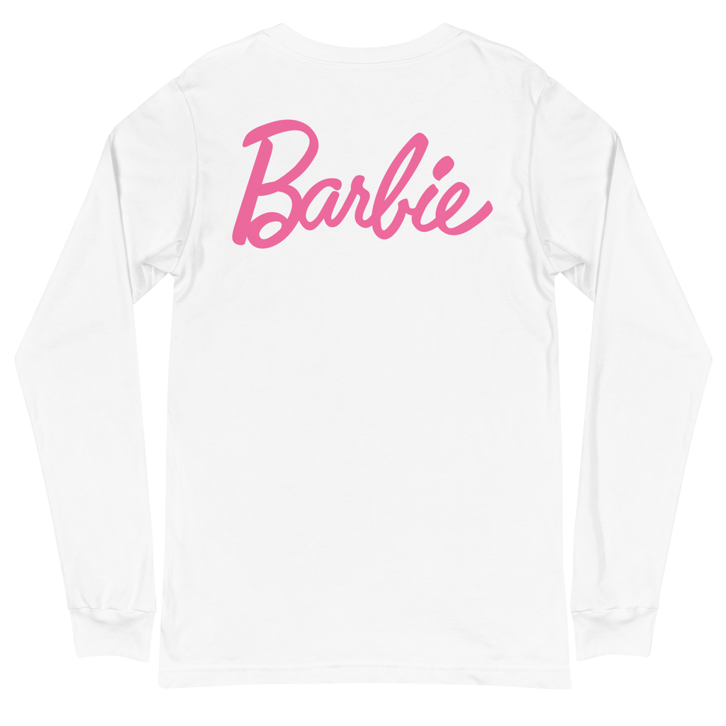 Barbie Classic Logo Unisex White Long Sleeve Shirt – Mattel Creations