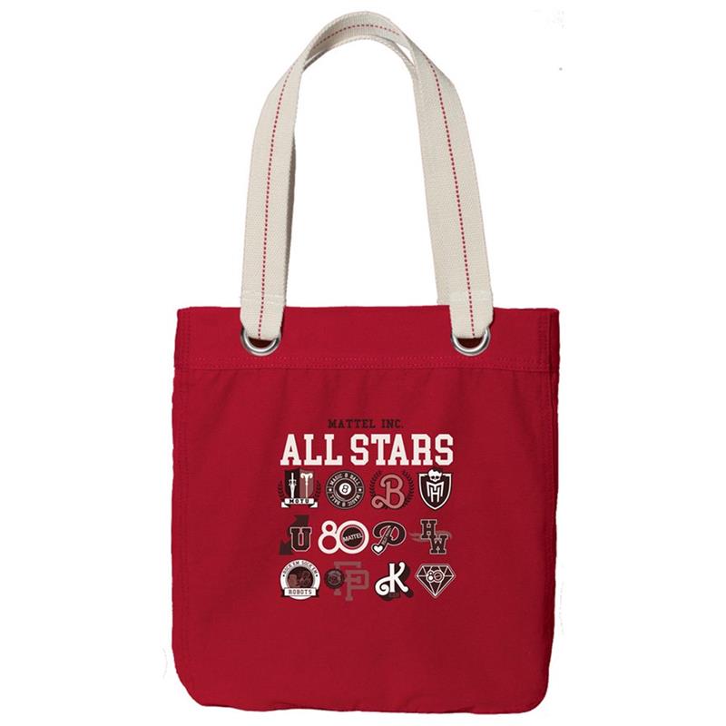 Mattel 80th Toymakers Logos Red Tote Bag