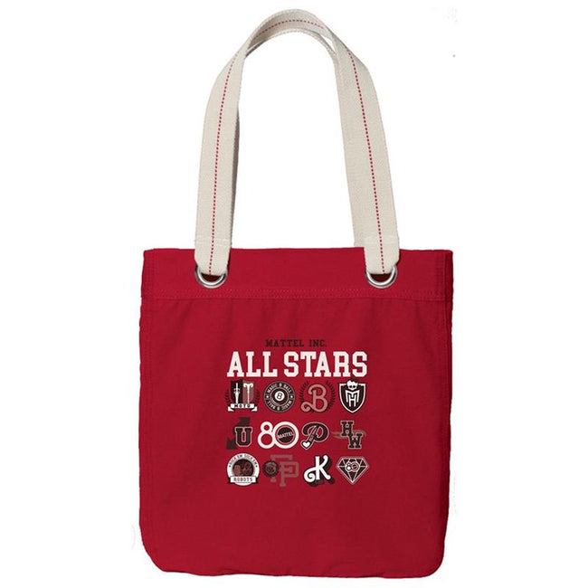 Mattel 80th Toymakers Logos Red Tote Bag