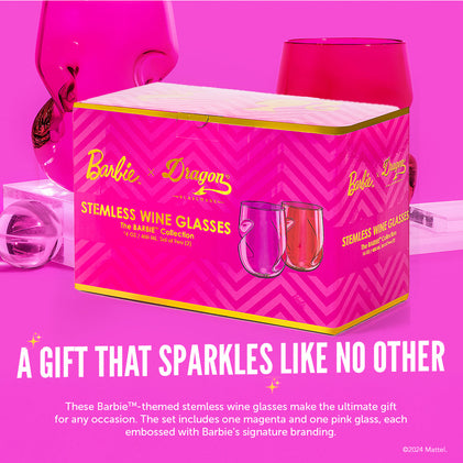 Barbie™ X Dragon Glassware® Stemless Wine Glasses