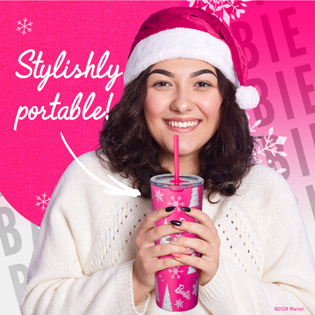 Barbie Pink Christmas Tumbler Mattel Creations barbie-pink-christmas-tumbler-mattel-creations