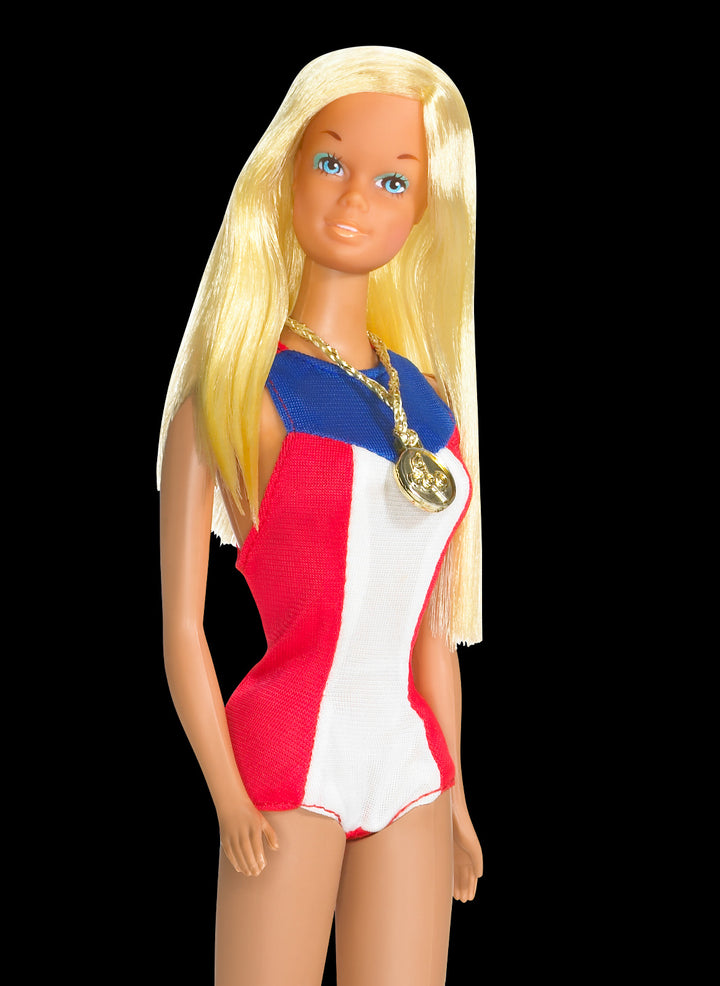 1975 Gold Medal Barbie doll in an athletic outfit celebrating women in sports