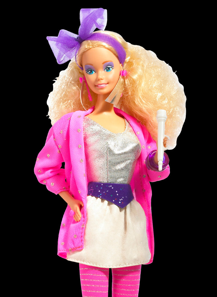 1986 Barbie and the Rockers doll with big hair and a rock-star outfit, Barbie's first multimedia pop franchise