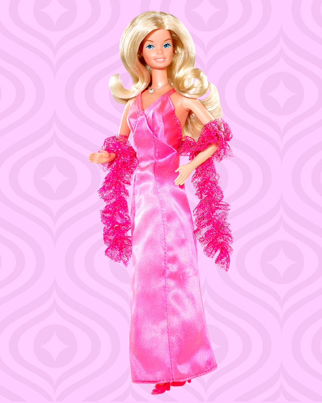 1977 Superstar Barbie doll with long flowing hair and glamorous disco-era styling