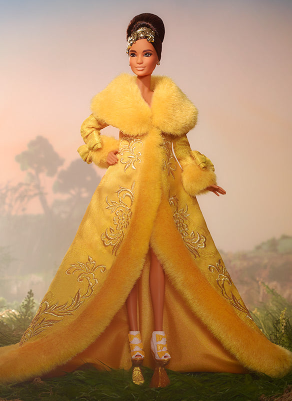 Haute Couture Guo Pei Shoes Guo Pei Barbie® Doll Wearing Golden