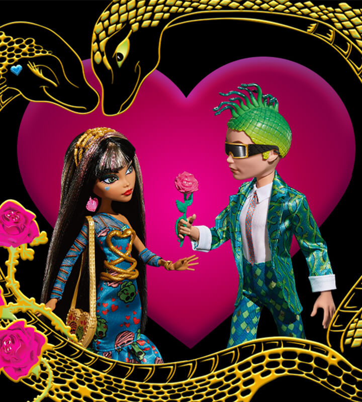 Monster High Cleo De Nile and Deuce Gorgon Collectible Dolls, Howliday Love  Edition 2-Pack