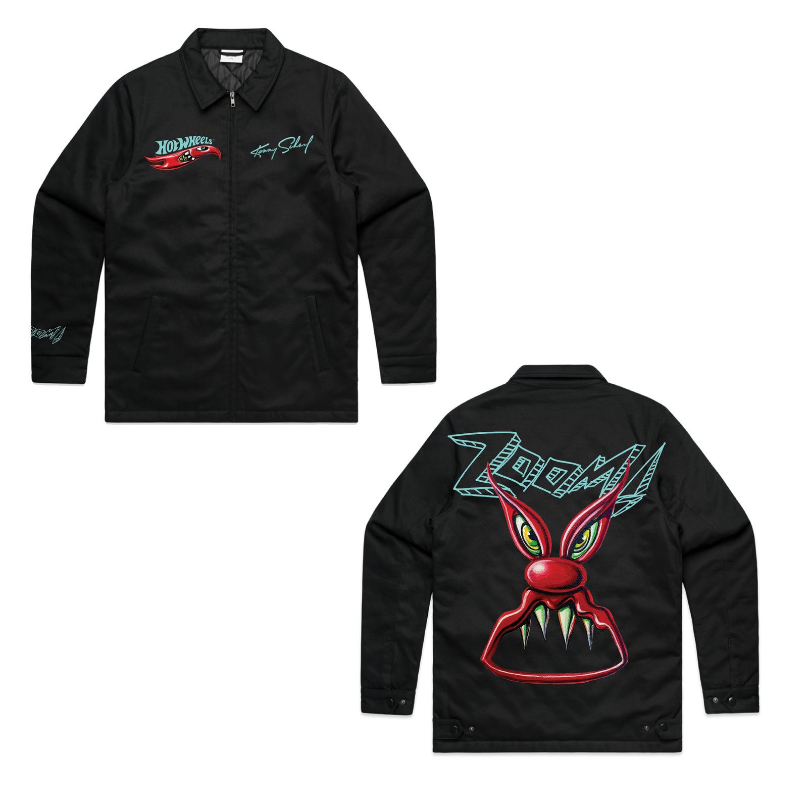 Hot Wheels x Kenny Scharf Black Embroidered Zip Front Jacket