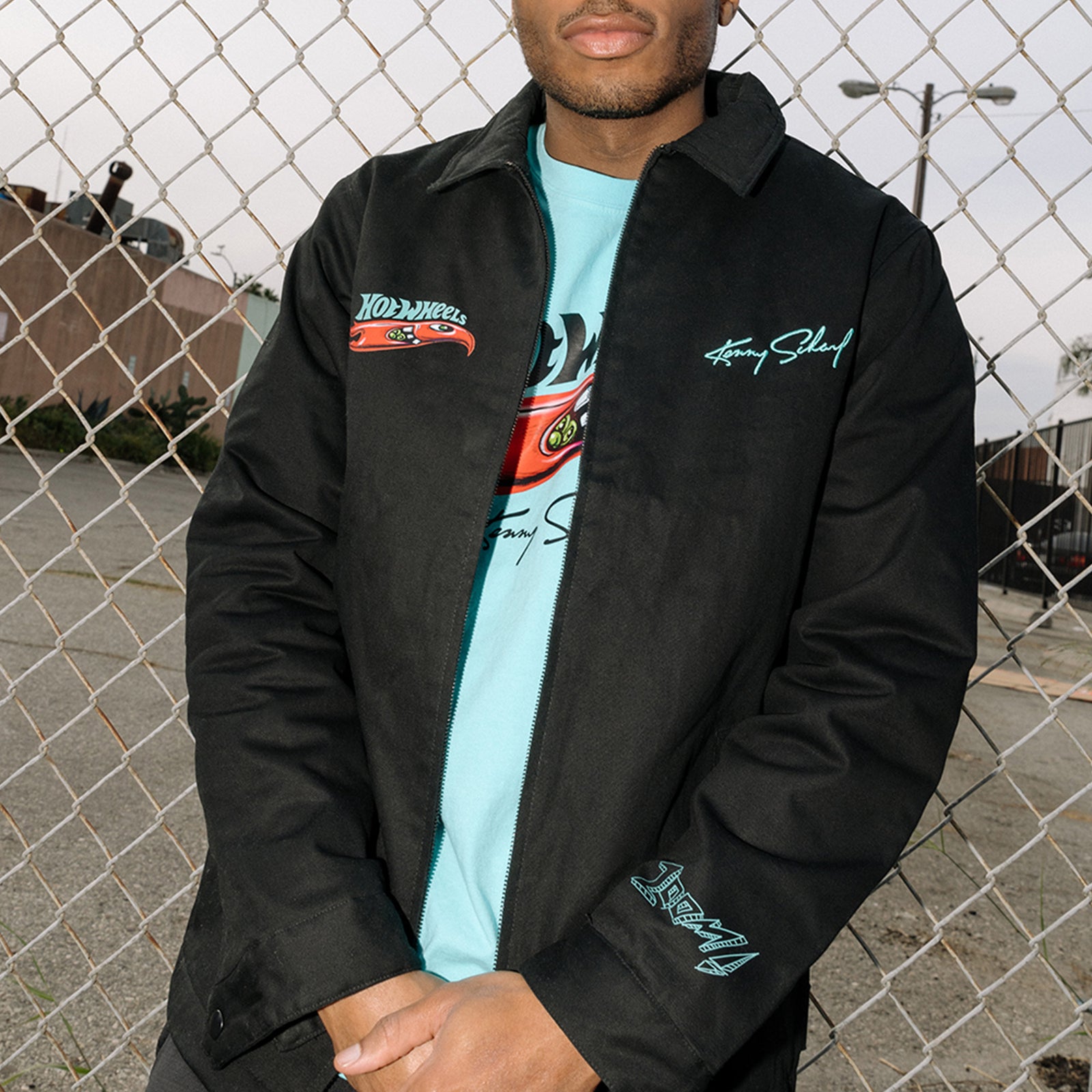 Hot Wheels x Kenny Scharf Black Embroidered Zip Front Jacket