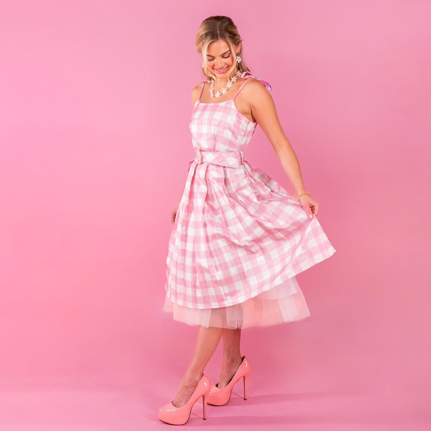 Mattel Barbie Pink Gingham Premium Adult Dress Up - Barbie The Movie ...