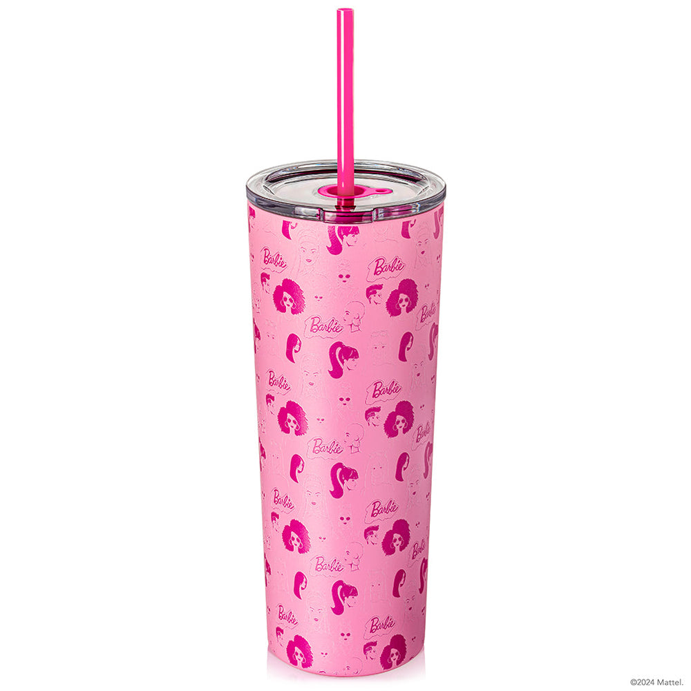 Dolly Plastic Tumbler with Straw - Pink - 24 oz