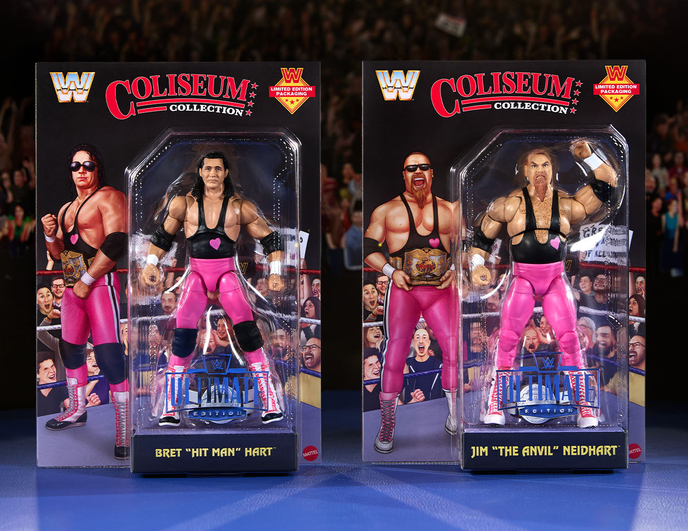 WWE Hart Foundation Figure 2-Pack & WCW Monday Nitro Ring | Mattel Creations WWE Hart Foundation Figure 2-Pack & WCW Monday Nitro Ring | Mattel Creations