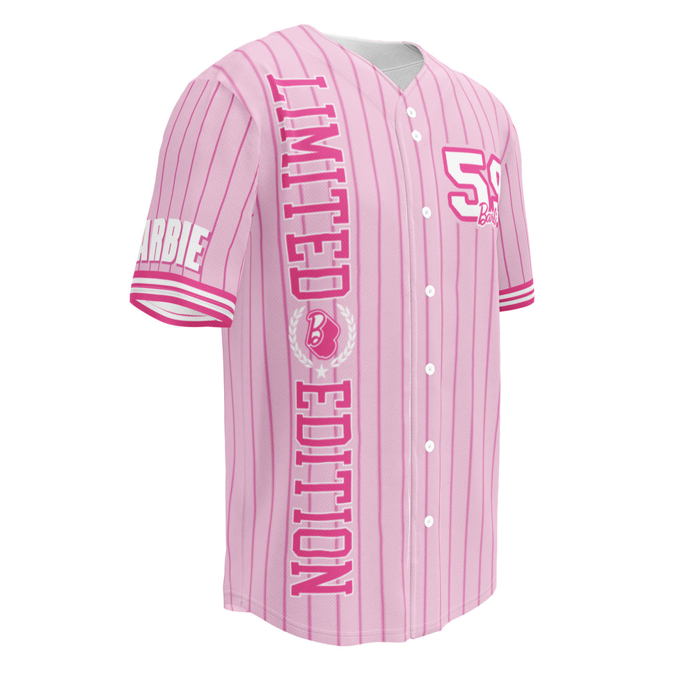 Barbie Pink Striped Baseball Jersey – Mattel Creations