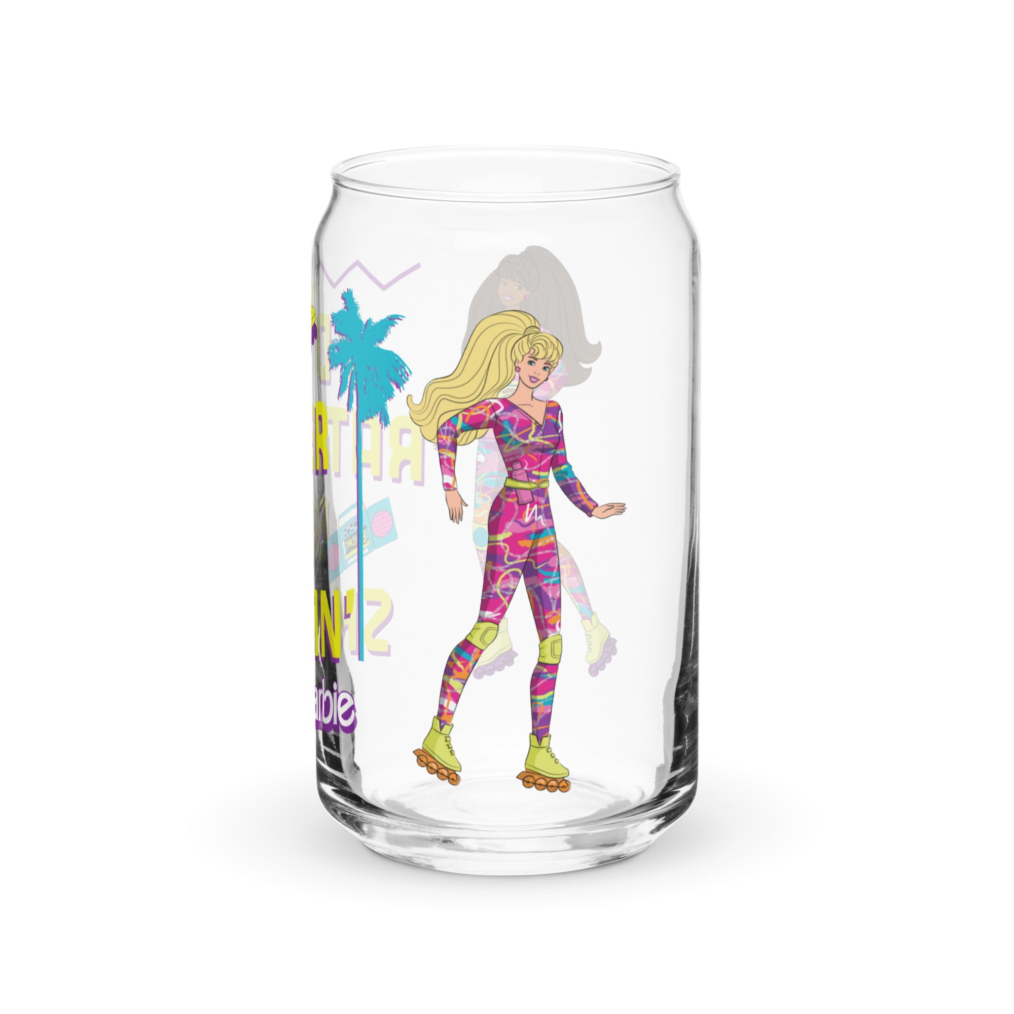 Barbie 1990's Hot Skatin' Can Shaped  Glass