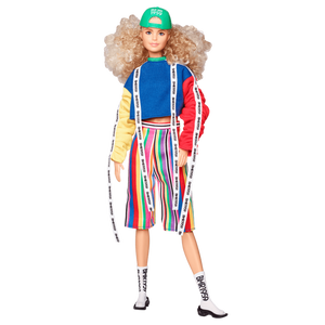 Barbie BMR1959 Doll - Color Block Sweatshirt with Logo Tape & Striped Shorts