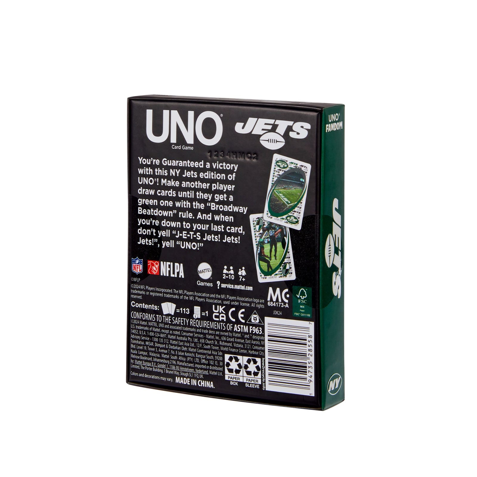 UNO Fandom NFL New York Jets Game Deck