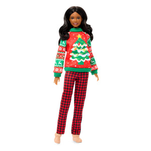 Barbie Holiday Sweater Doll with Long Brunette Hair