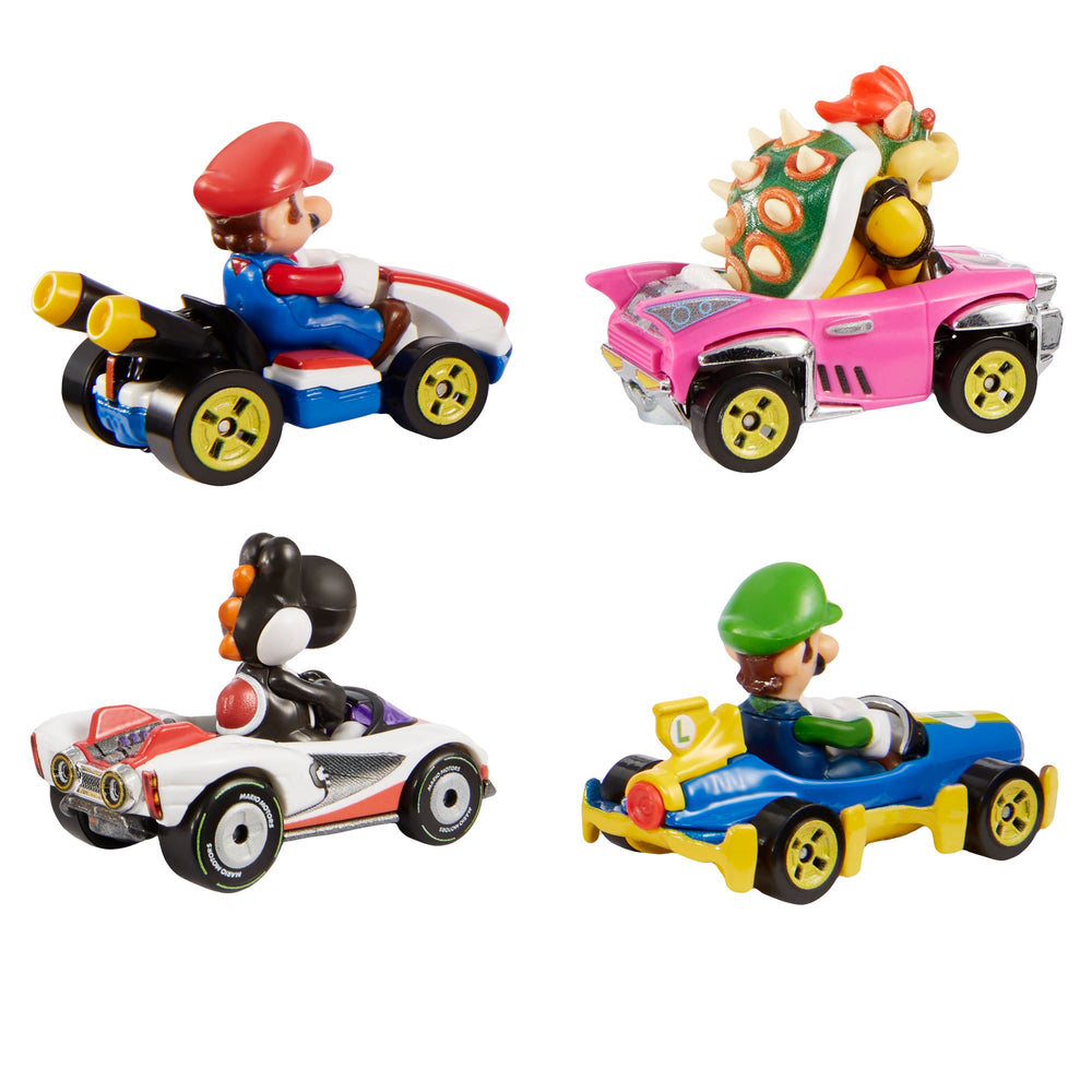 Hot Wheels Mario Kart Characters and Die-Cast Kart Vehicles, Set of 4 ...