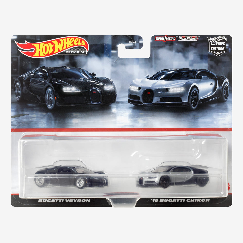 Hot Wheels Premium Car Culture 2-Pack, Bugatti Veyron & 2016 Bugatti Chiron