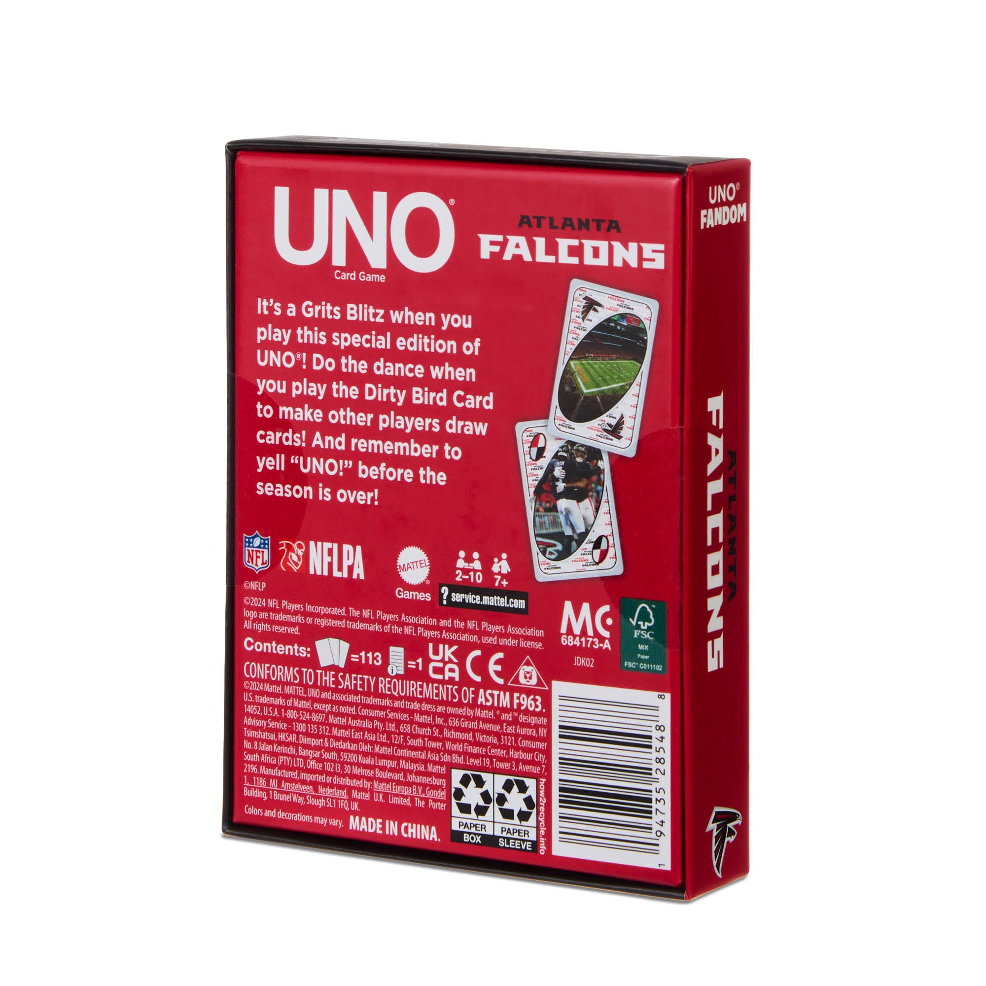 UNO Fandom NFL Atlanta Falcons Game Deck