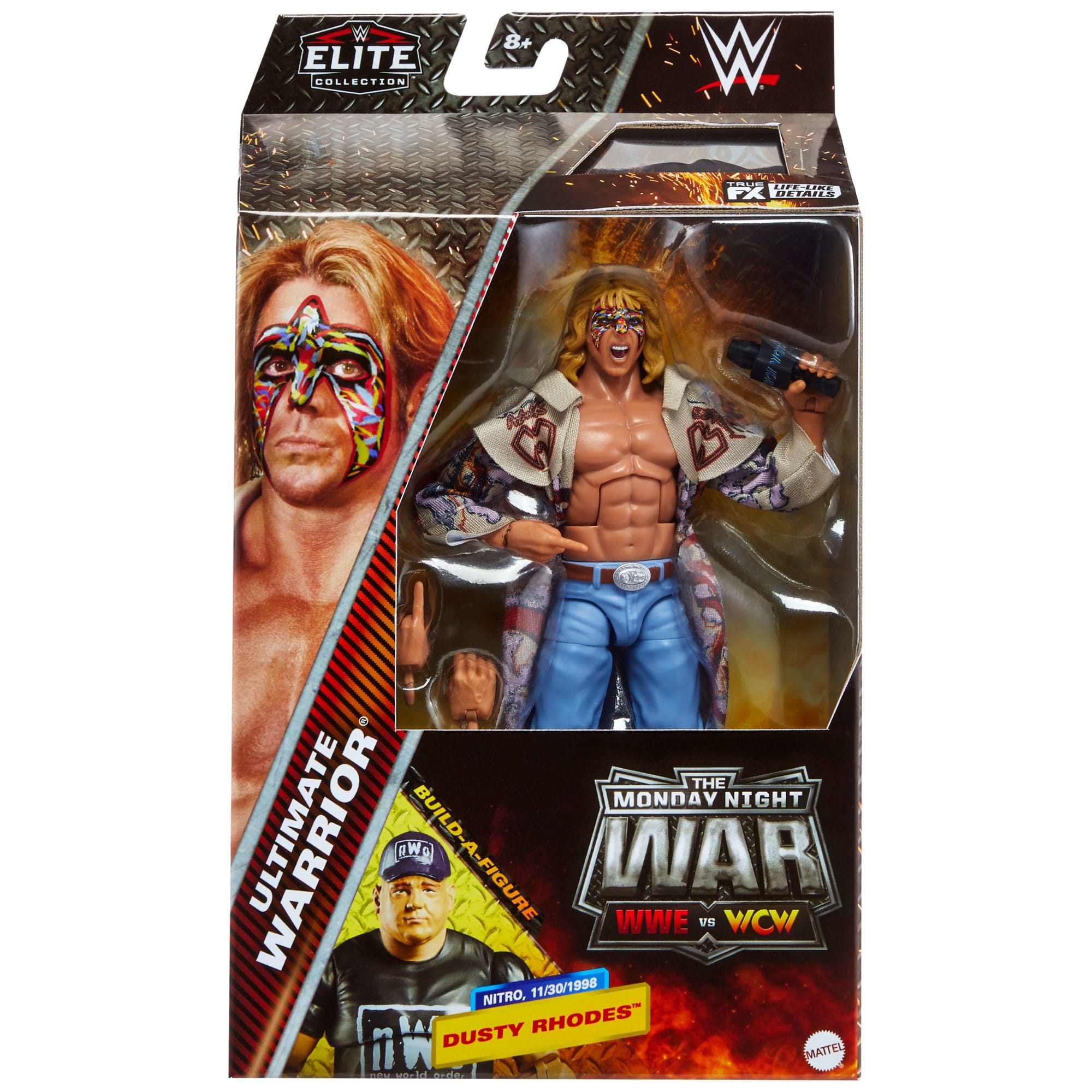 WWE Monday Night War Elite Collection Ultimate Warrior Action Figure & Dusty Rhodes Build-A-Figure Parts