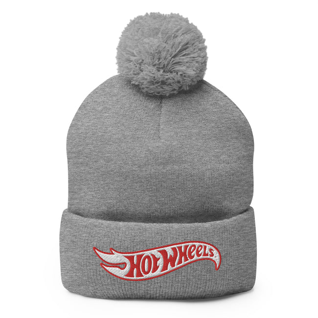 Hot Wheels Grey Pom Pom Beanie