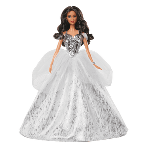 2021 Holiday Barbie Doll, Brunette Curly Hair