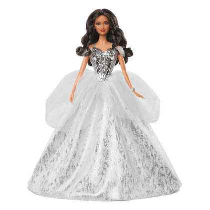 2021 Holiday Barbie Doll, Brunette Curly Hair