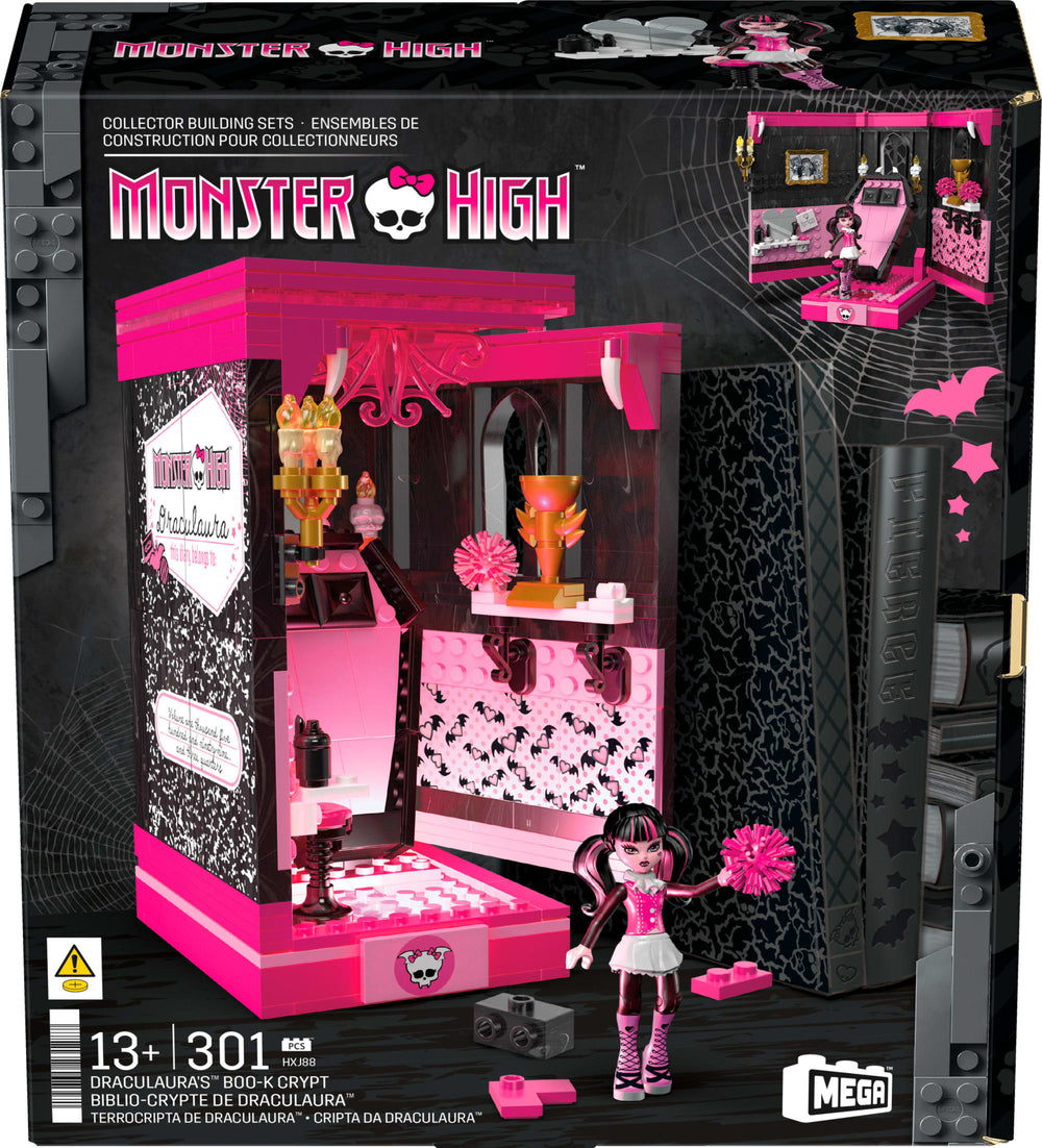 MEGA Monster High Draculaura's Boo-k Crypt Building Toy Kit | Mattel ...