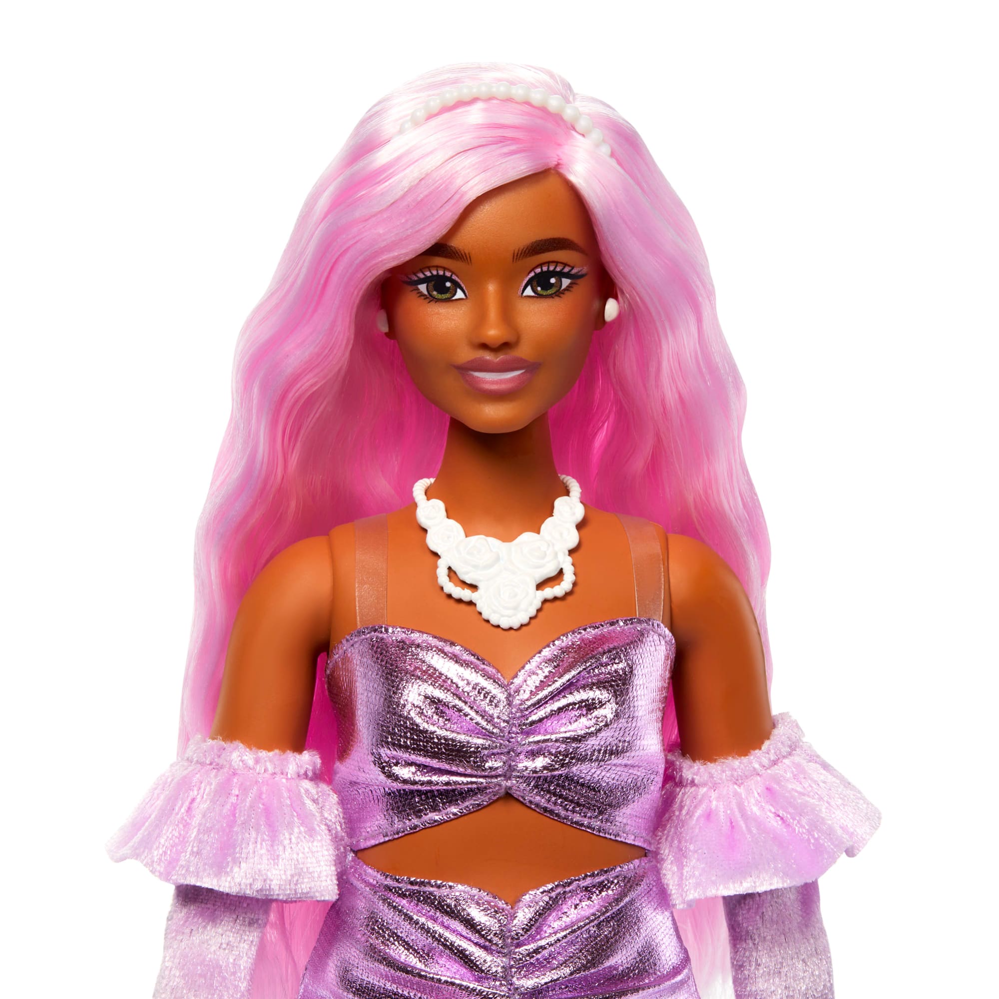 Style 1 Barbie Deluxe Style Doll #1 in Glossy Pink Barbiecore Dress | Mattel ...