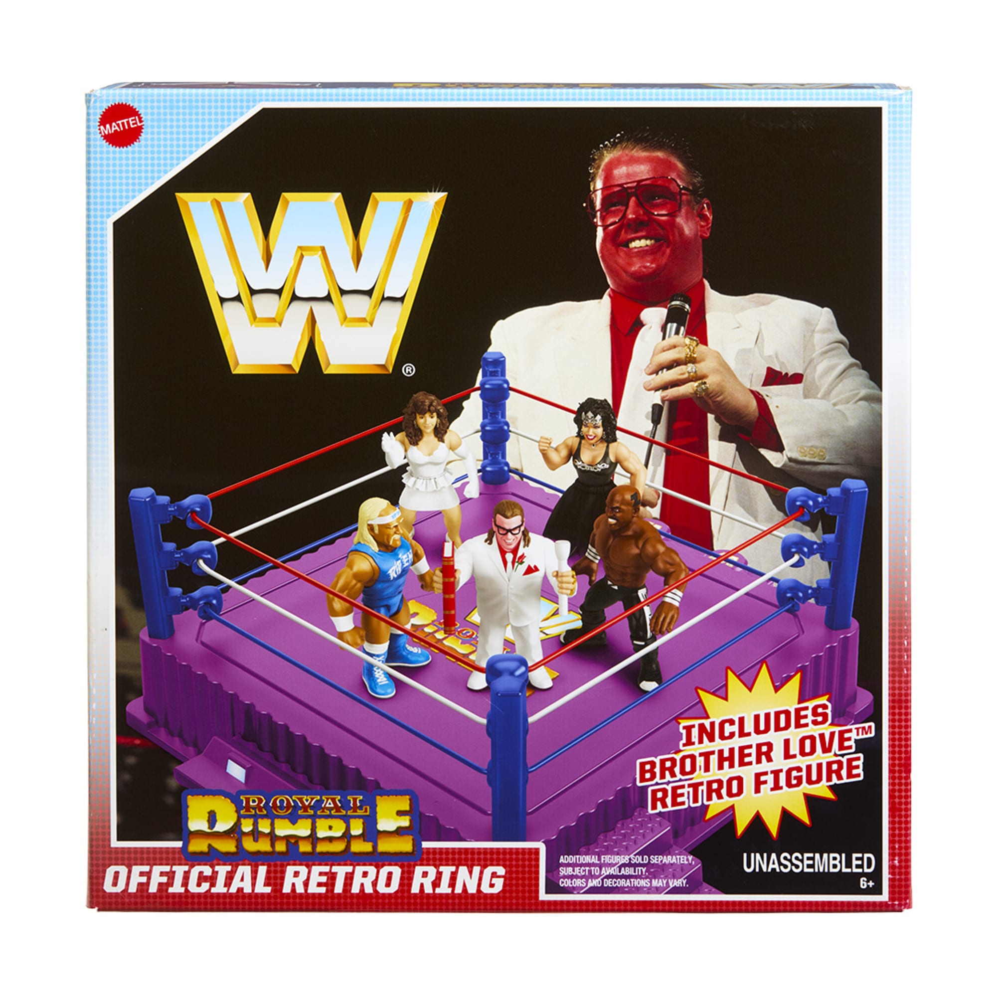 WWE Official Retro Collection Royal Rumble Ring and Brother Love Figure