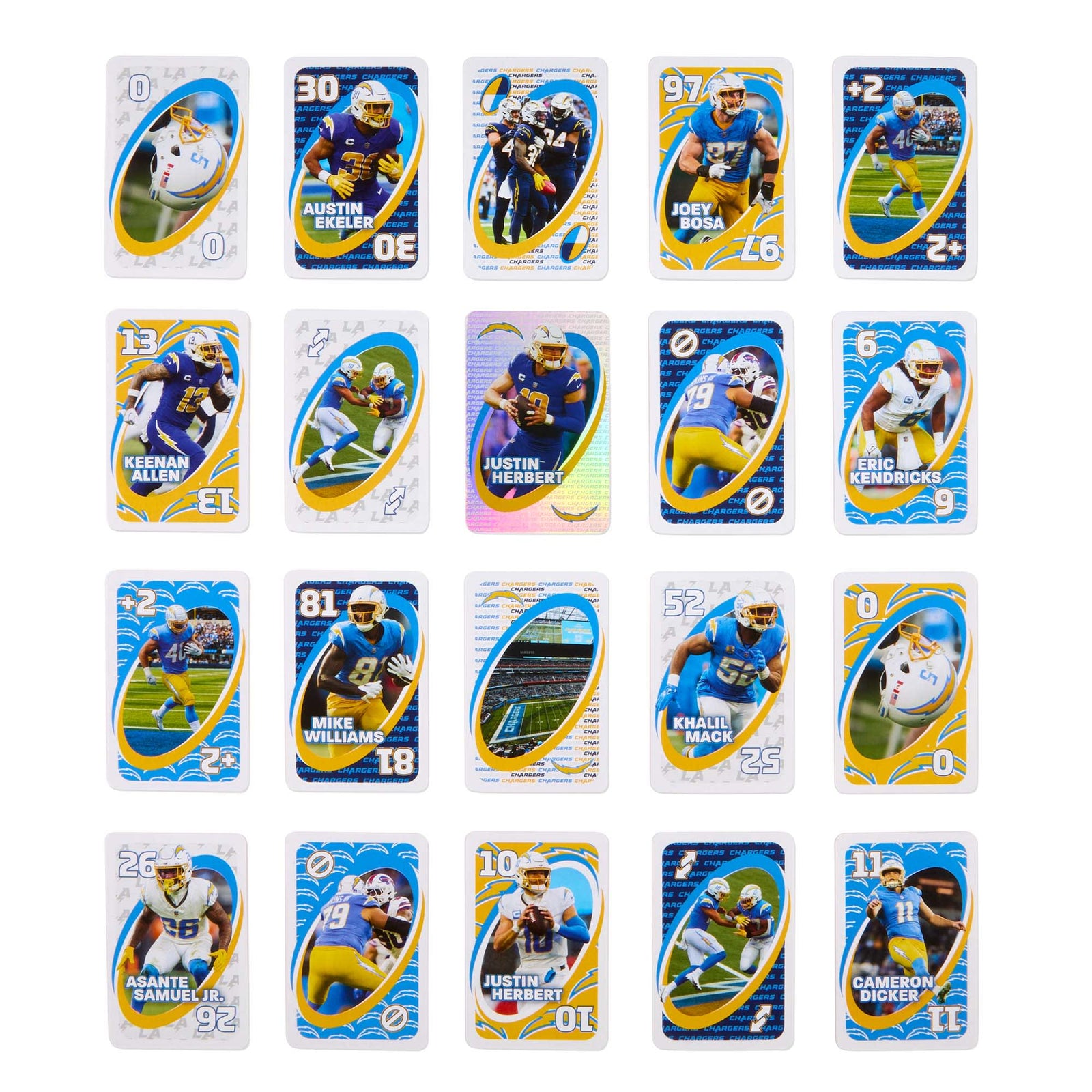 UNO Fandom NFL Los Angeles Chargers Game Deck