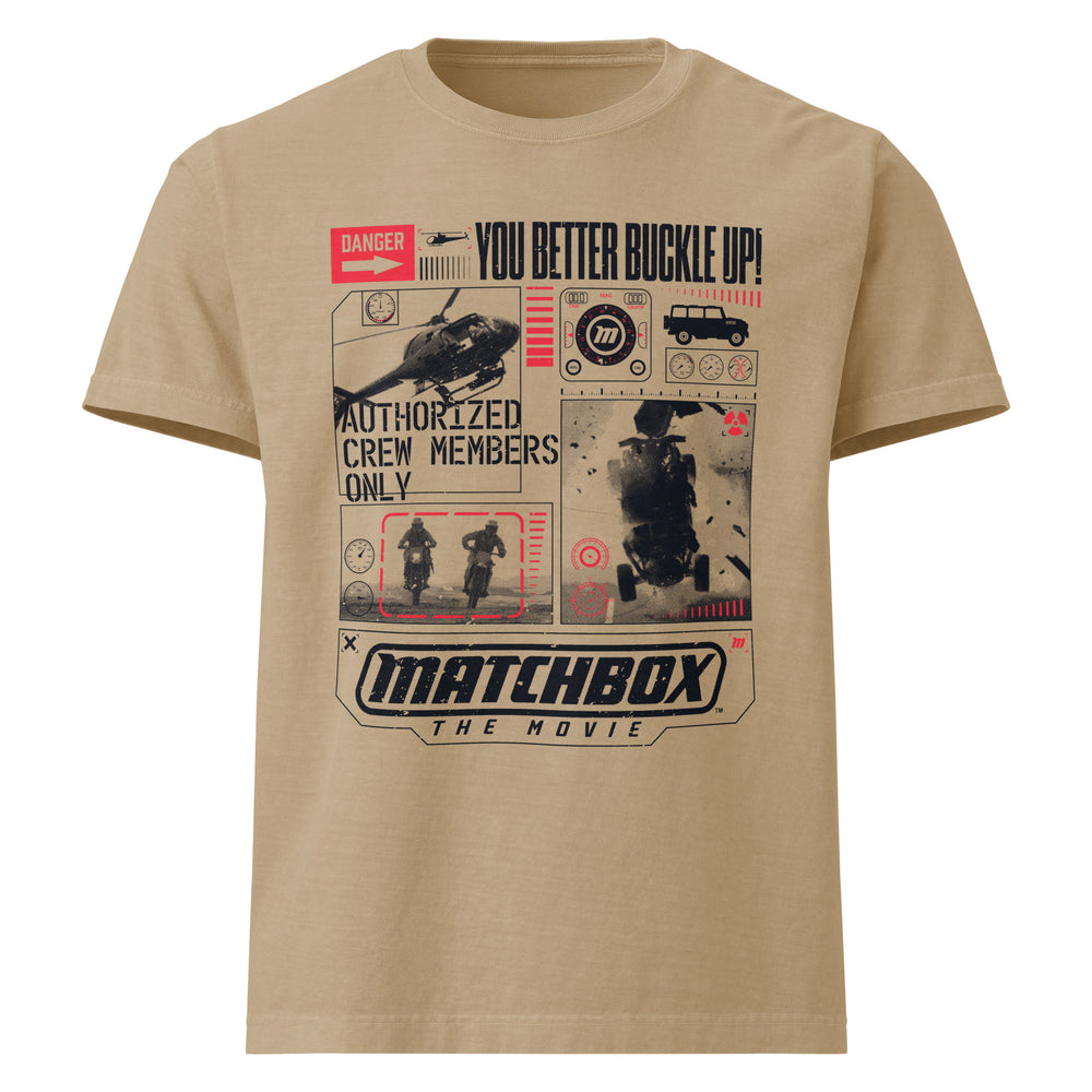 Matchbox  The Movie You Better Buckle Up Tan T-shirt