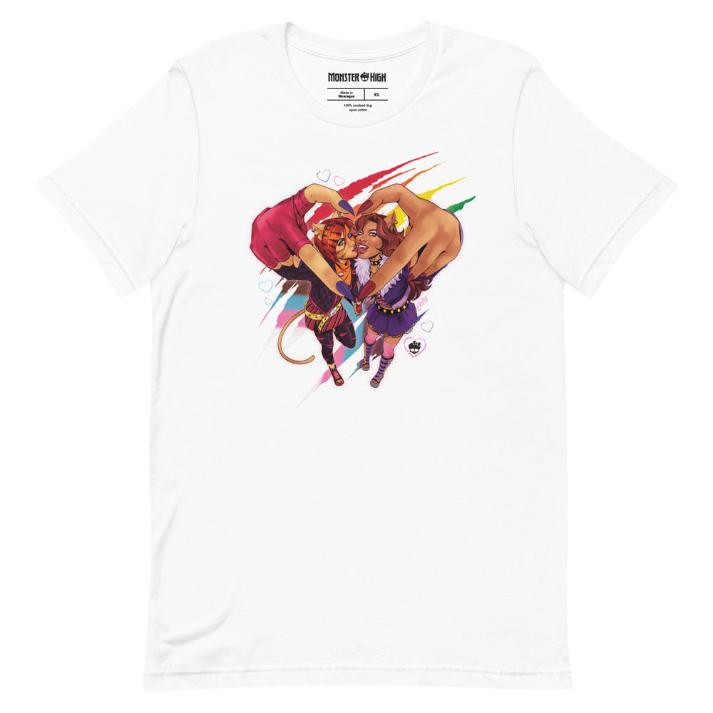 Monster High Pride Toralei & Clawdeen White Unisex T-Shirt (Betsy Cola)