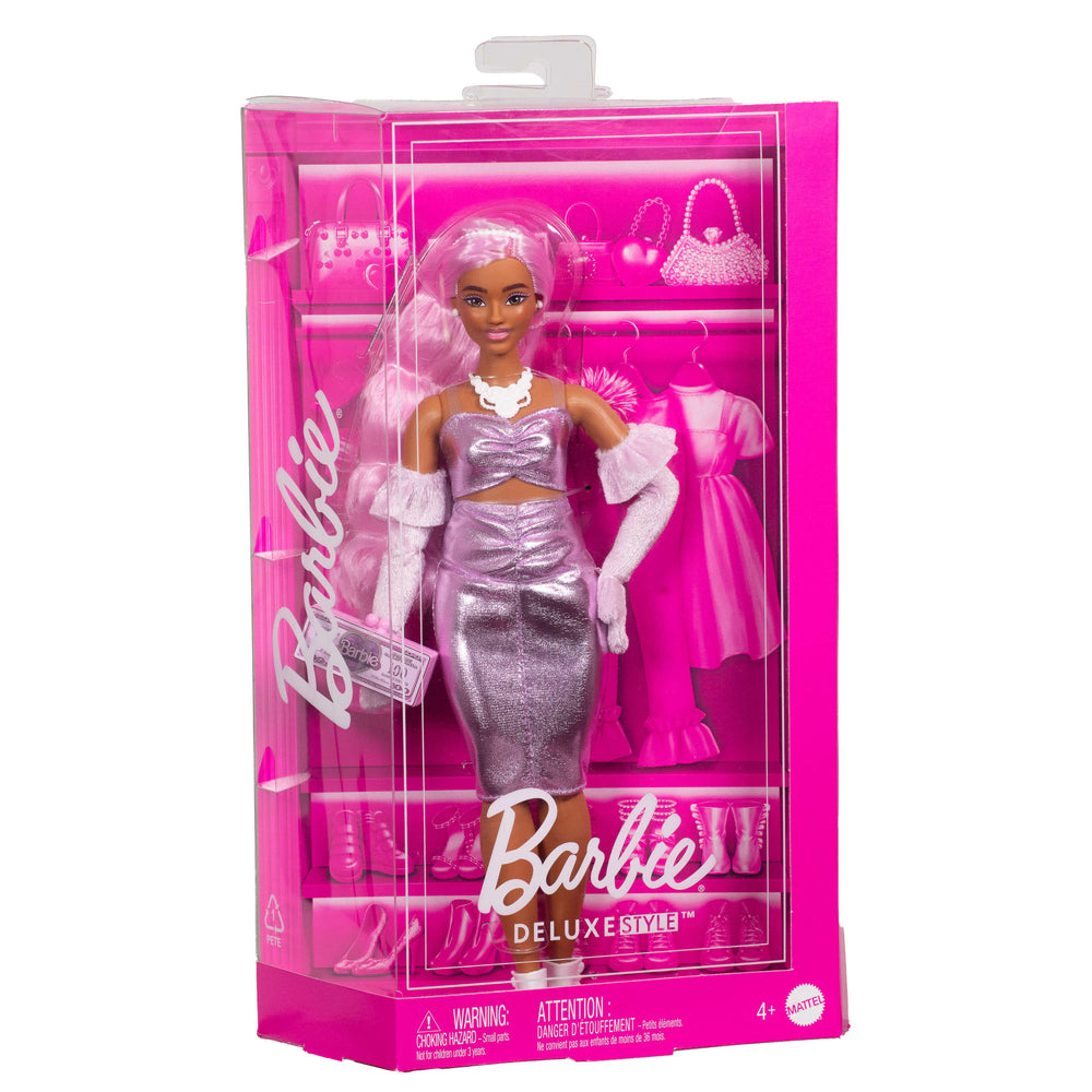 Barbie Deluxe Style Doll #1 in Glossy Pink Barbiecore Dress