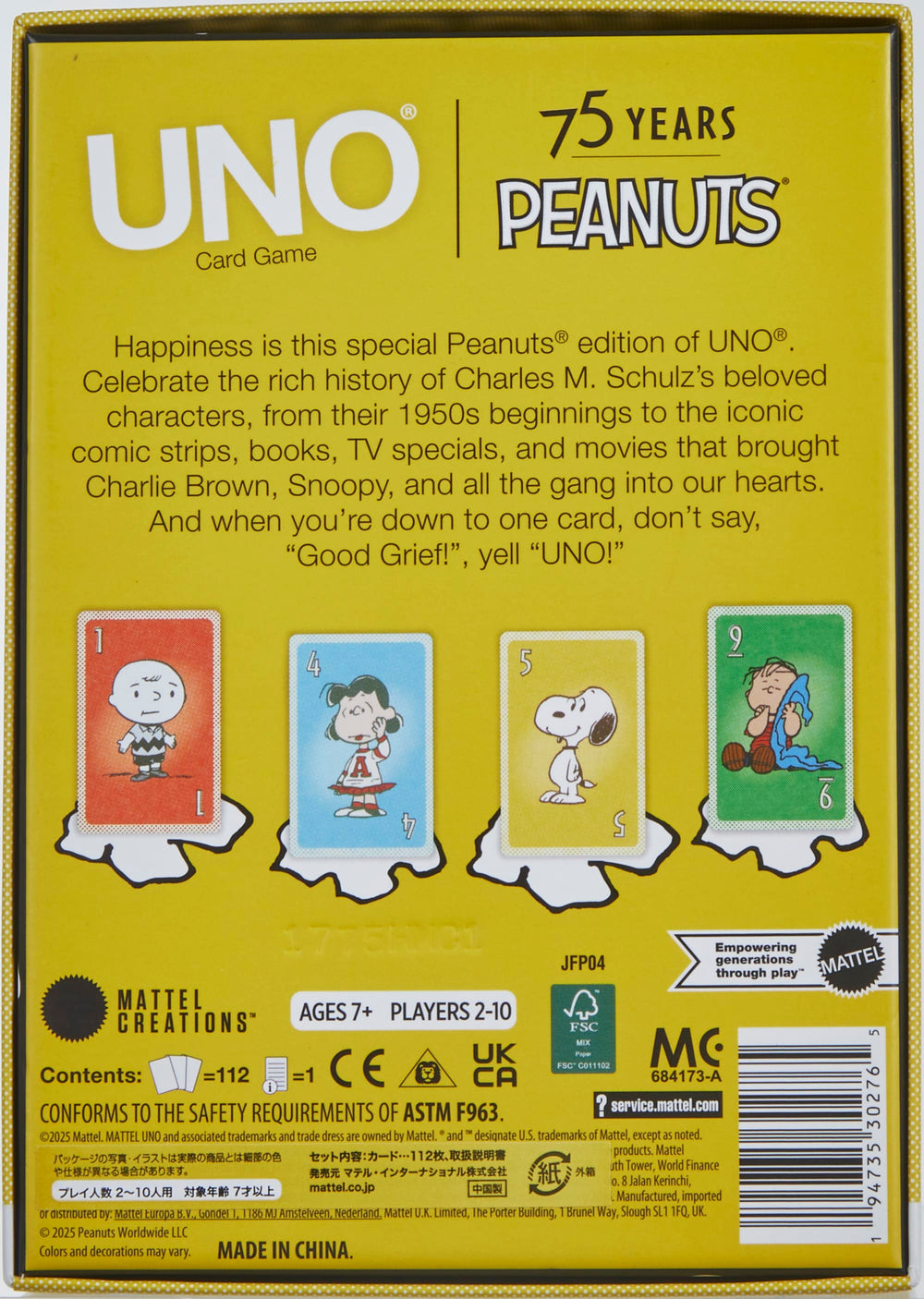 UNO Canvas Peanuts Card Deck