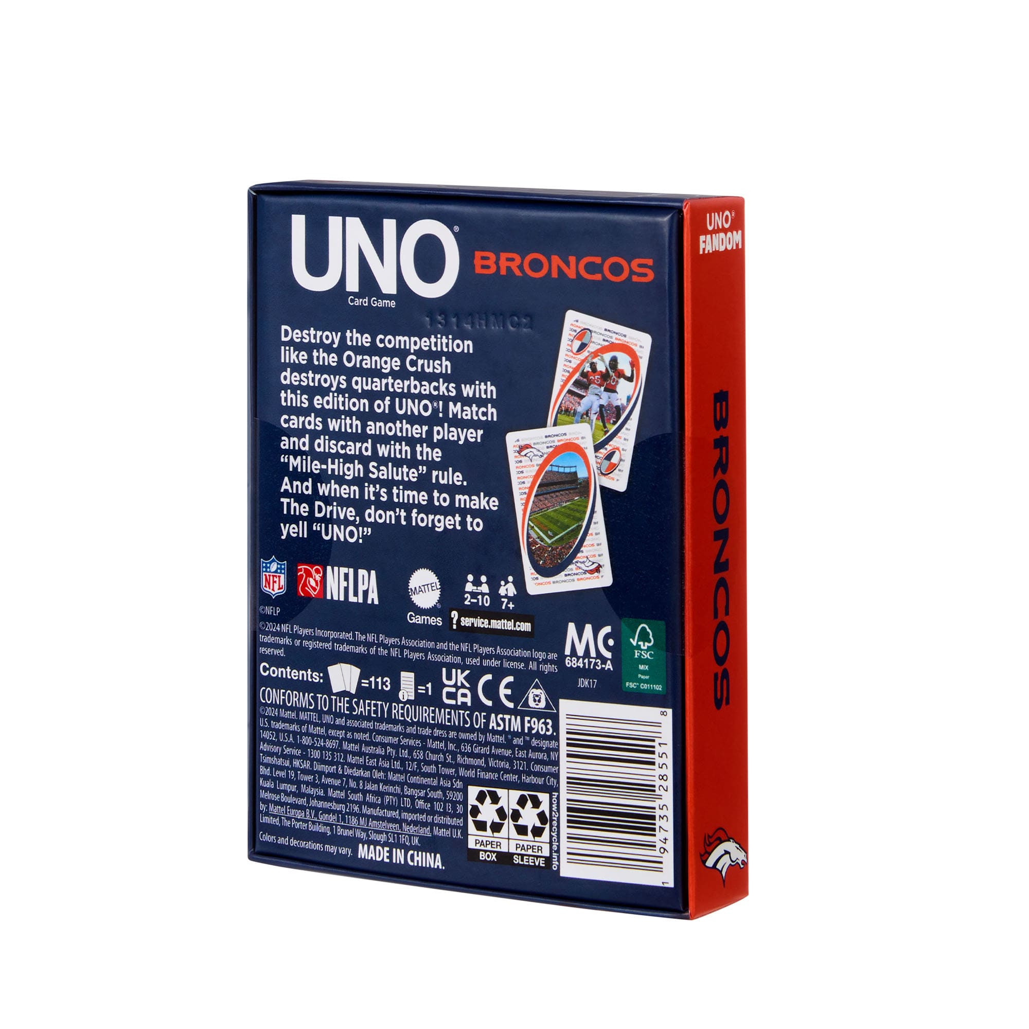 UNO Fandom NFL Denver Broncos Game Deck