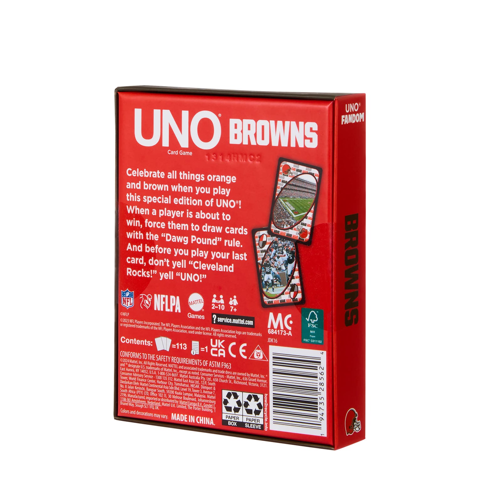 UNO Fandom NFL Cleveland Browns Game Deck
