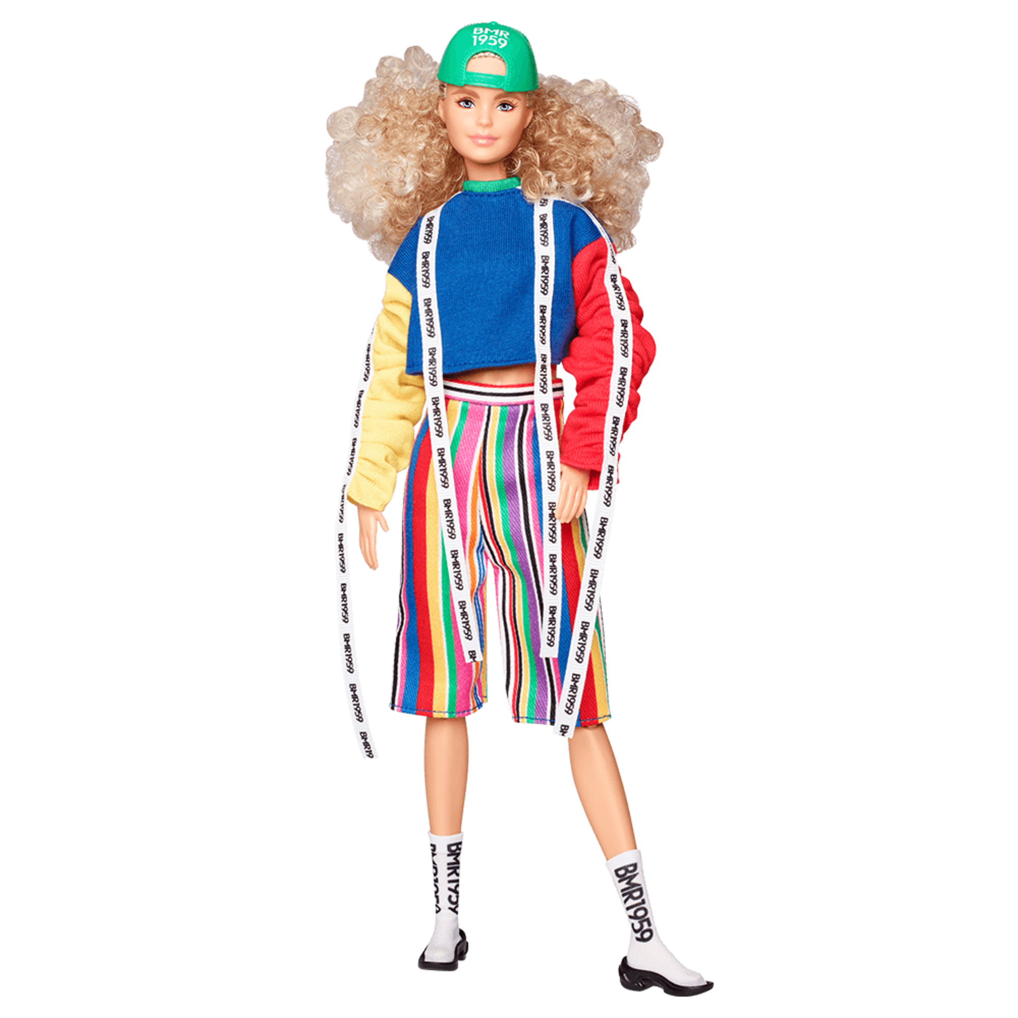 Barbie BMR1959 Doll - Color Block Sweatshirt with Logo Tape & Striped Shorts
