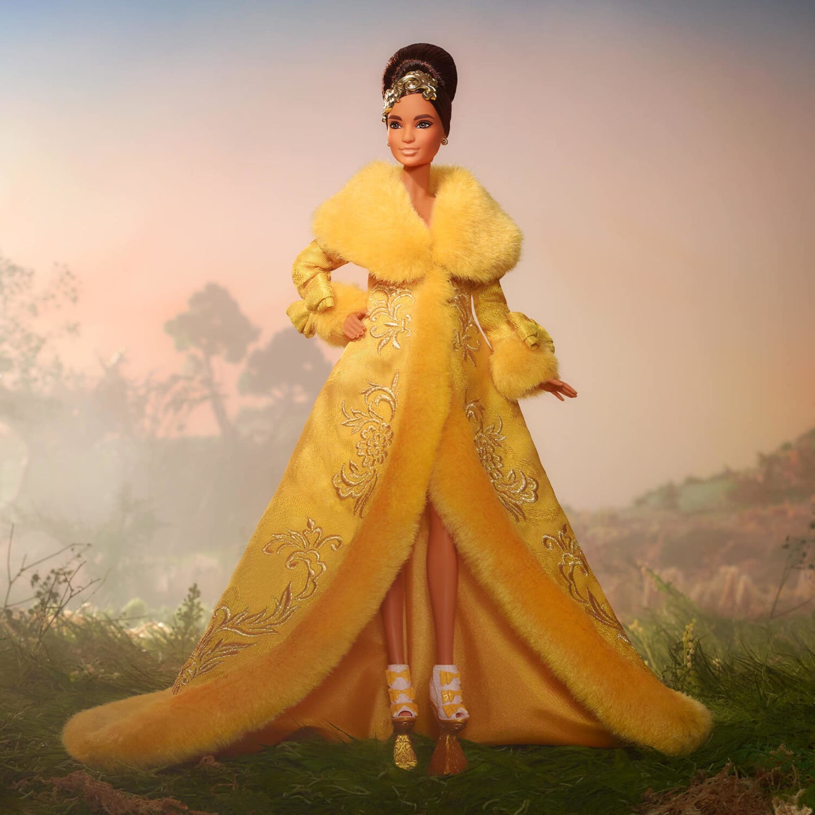 Guo Pei Barbie Doll Wearing Golden-Yellow Gown