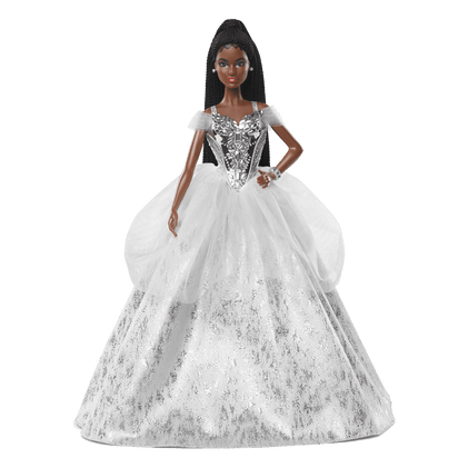 2021 Holiday Barbie Doll, Brunette Braids