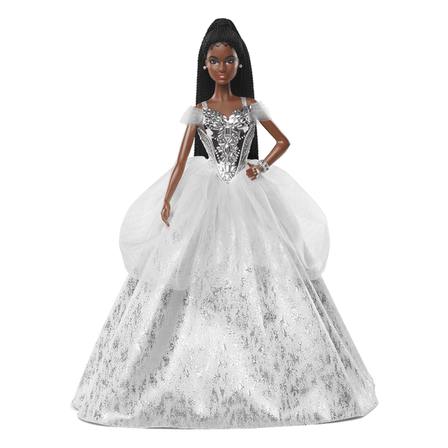 2021 Holiday Barbie Doll, Brunette Braids
