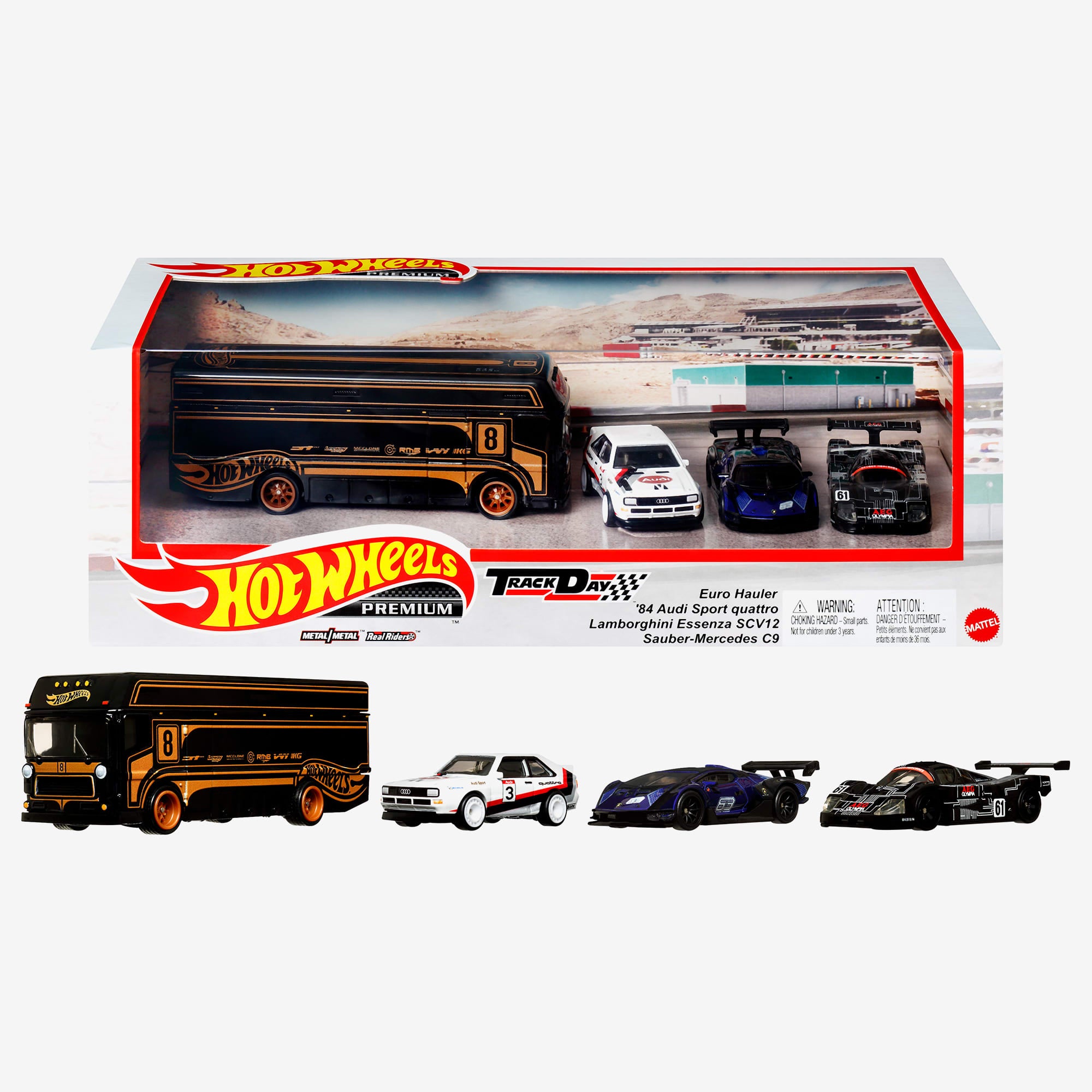 Hot Wheels® Premium Collector Display Sets, 3 Cars & 1 Transporter