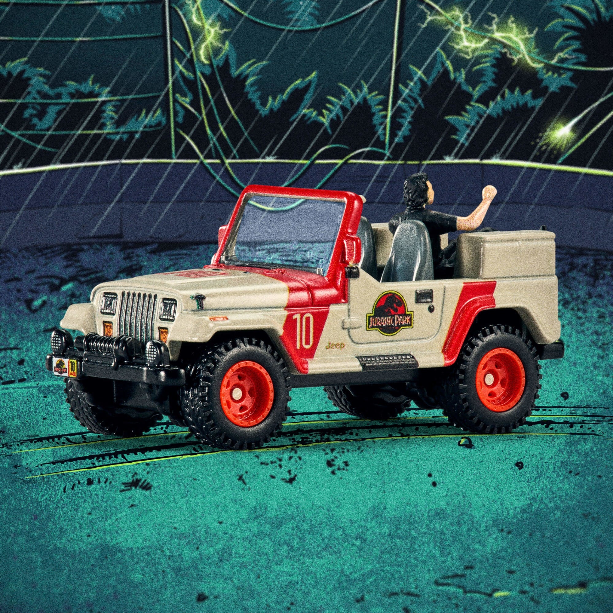 jeep wrangler spielzeug Hot Wheels Jurassic Park Jeep Wrangler & Dr. Ian Malcolm – Mattel Creations